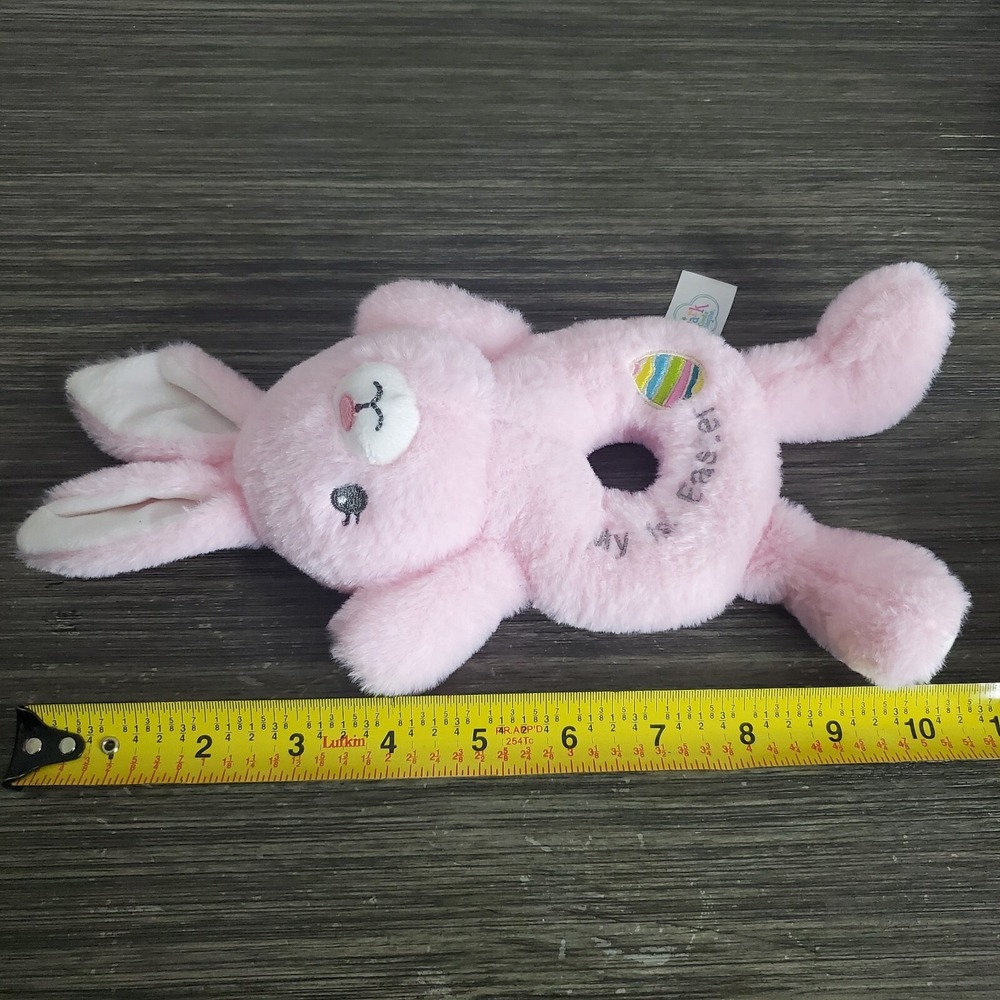 Spark Create Imagine My First Easter Plush Rattle Pink Bunny Rabbit Grabber EUC - Picture 4 of 4